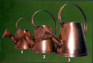 Regaderas Decorativas Cobrizadas (15, 18 y 21 cm) - Códigos 1052 C, 1054 C, 1055 C - Artesanía Decorativa Matilde Lira